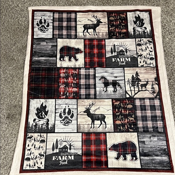 Rustic Plaid Animal Print Infant Blanket - Picture 1 of 3